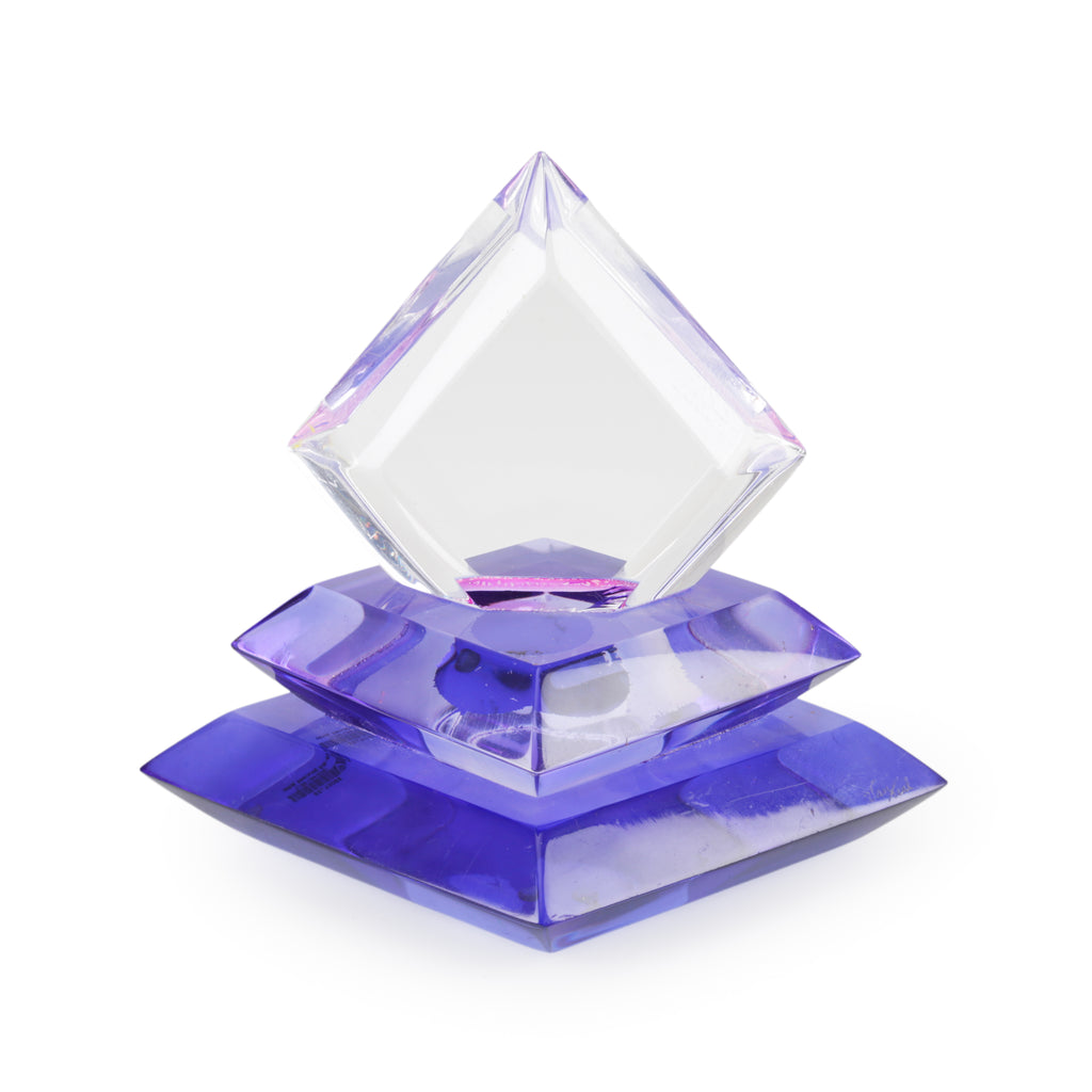 Clear and Amethyst Purple Geometric Acrylic Sculpture
