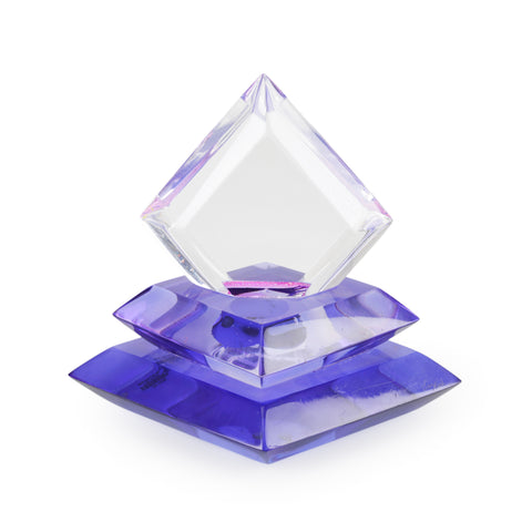 Clear and Amethyst Purple Geometric Acrylic Sculpture