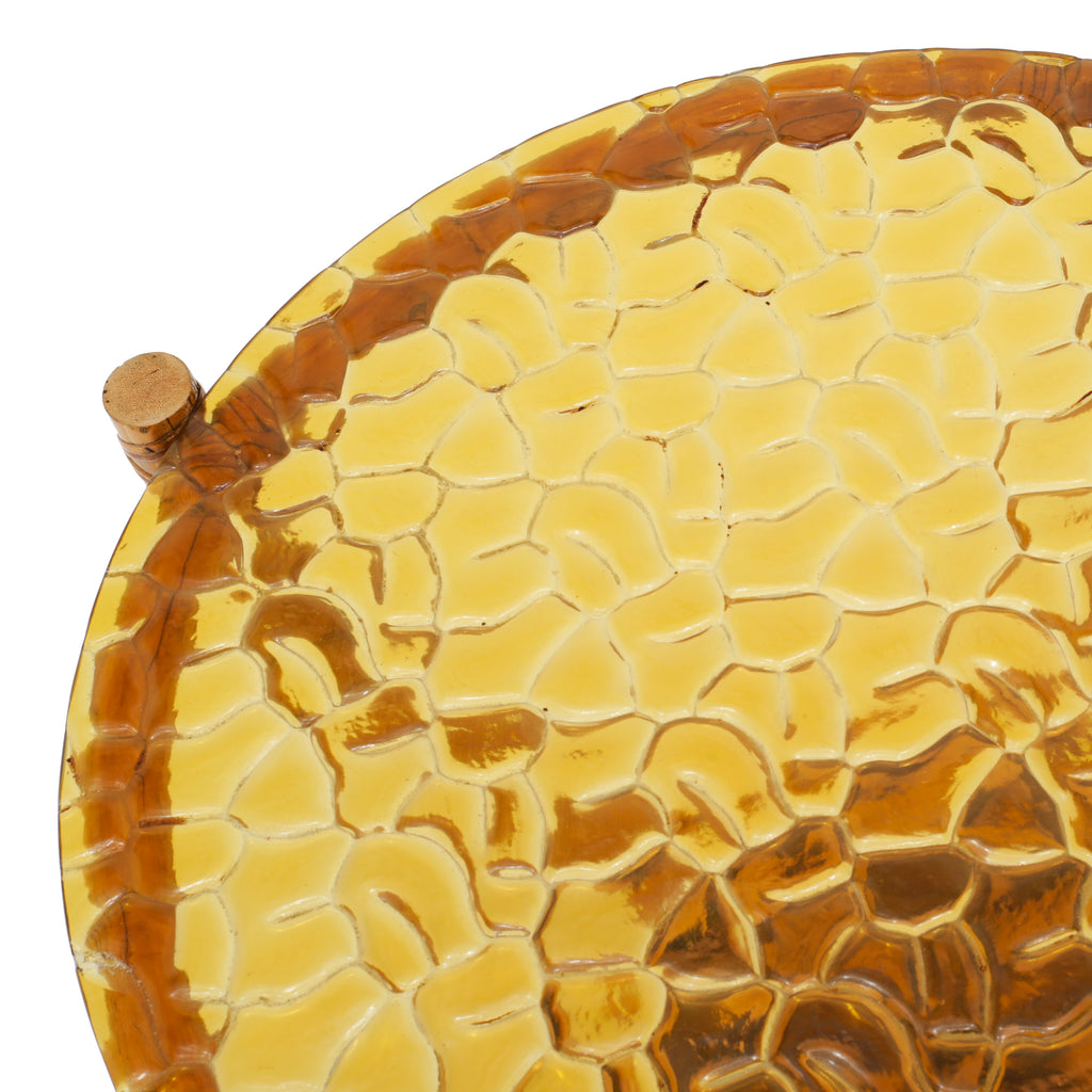 Textured Glass & Natural Bamboo Accent Table