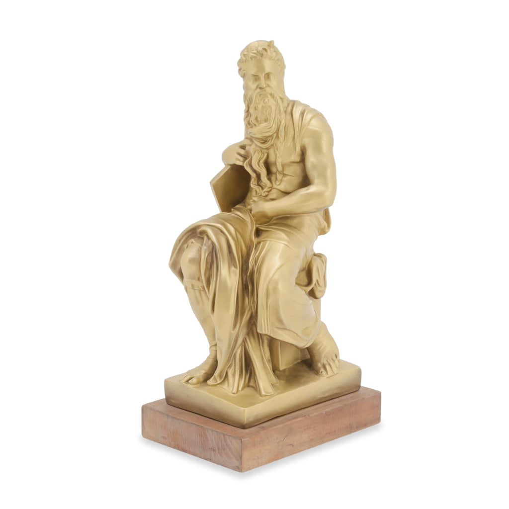 Gold Statue with Rustic Wood Base