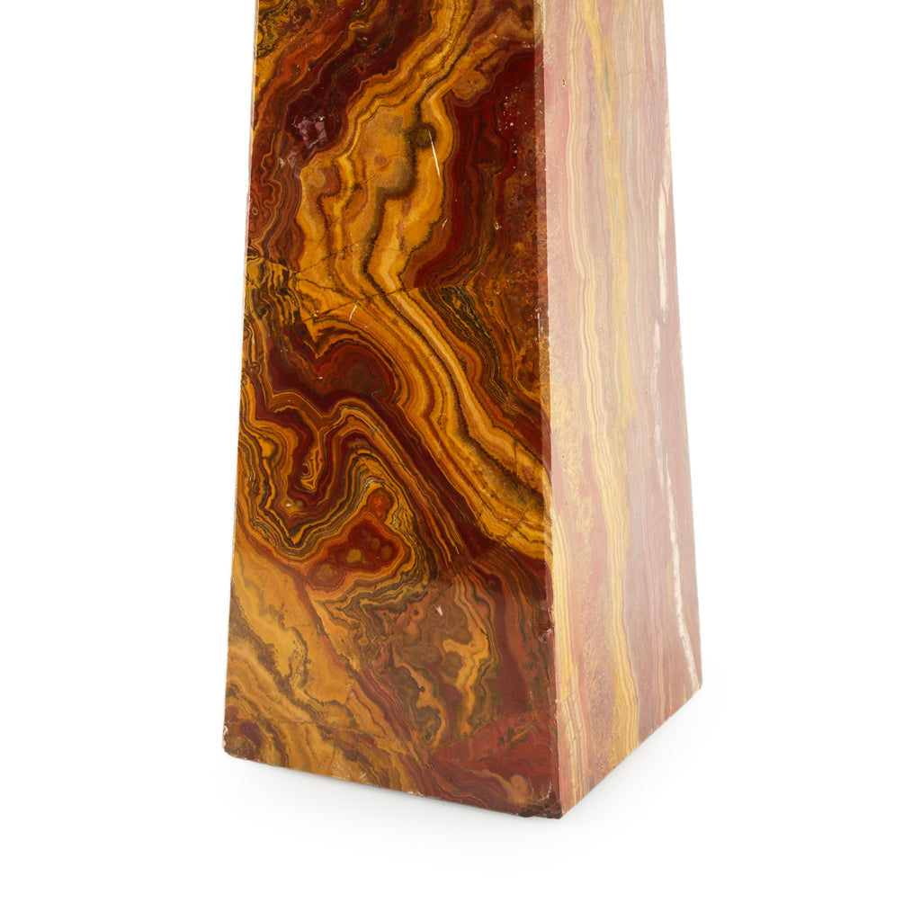 Polished Red, Orange & Brown Swirl Stone Obelisk