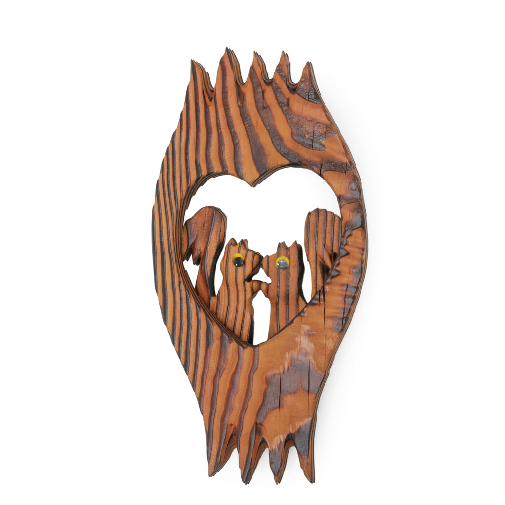 Wood Squirrel Heart Wall Art