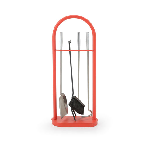 Red Metal 4-PieceFireplace Tool Set