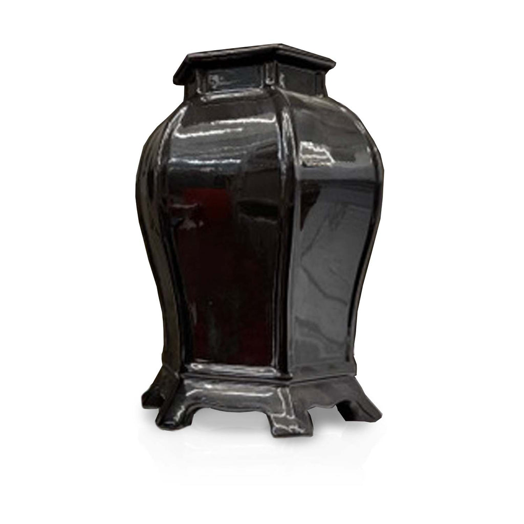 Black Glossy Ceramic Urn
