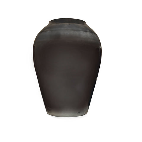 Black Bulbous Smokey Ceramic Vase