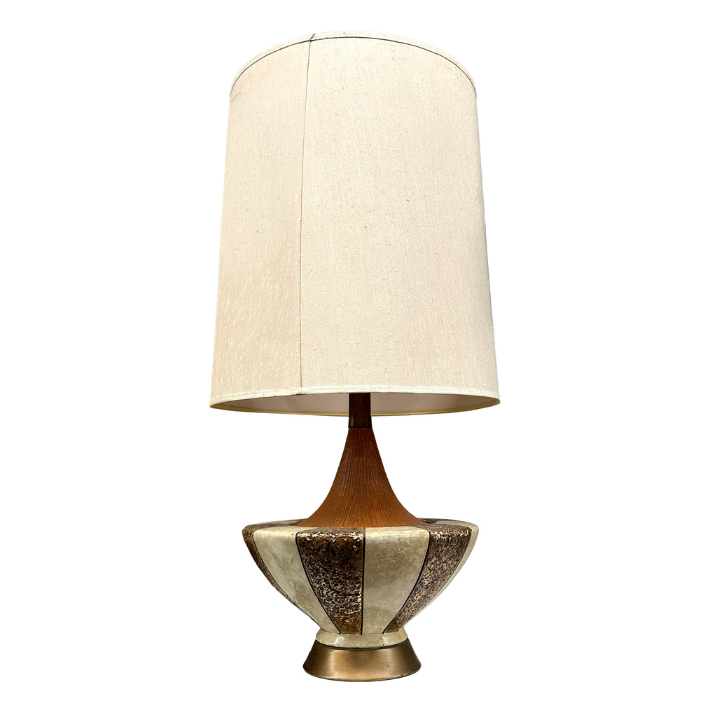 Bronze / White Ceramic Mid Century Table Lamp