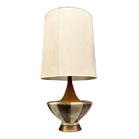 Bronze / White Ceramic Mid Century Table Lamp