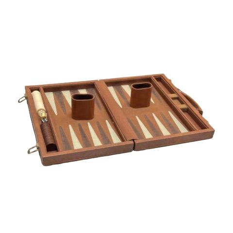 Brown Leather Vintage Backgammon Set