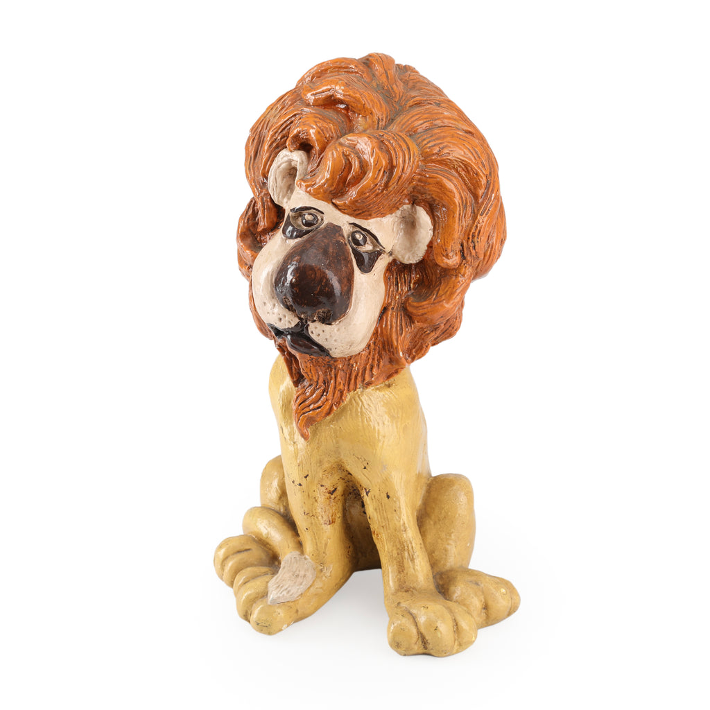 Orange & Yellow Ceramic Lion Figurine