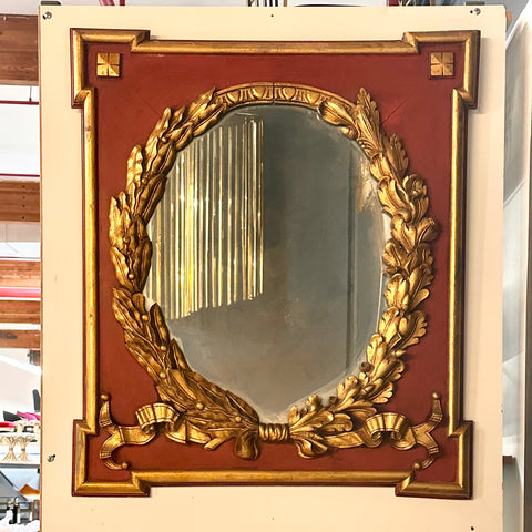 Gold and Burgundy Laurel Wreath Wall Mirror