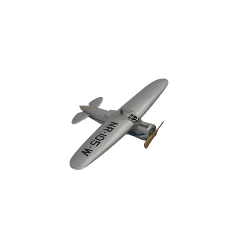 Vintage Silver Metal Model Airplane with Wooden Propeller