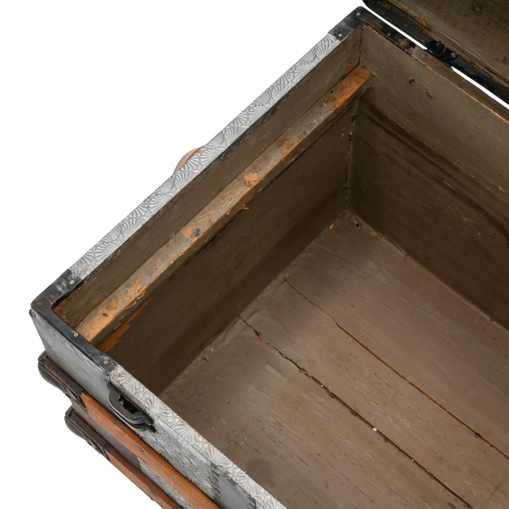 Dome Top Wood and Metal Trunk