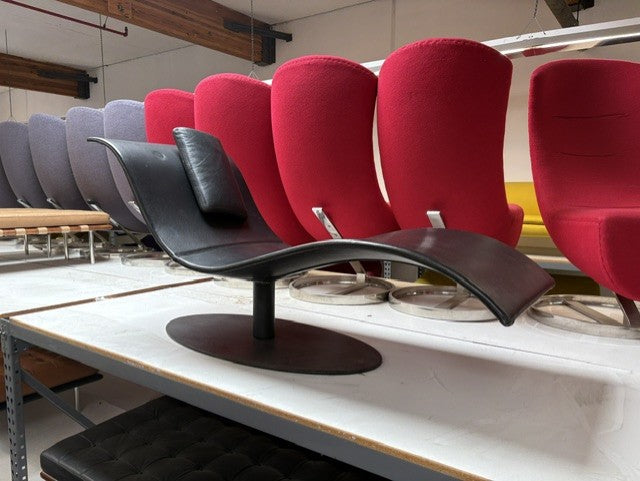 Black Leather Floating Lounge Chair