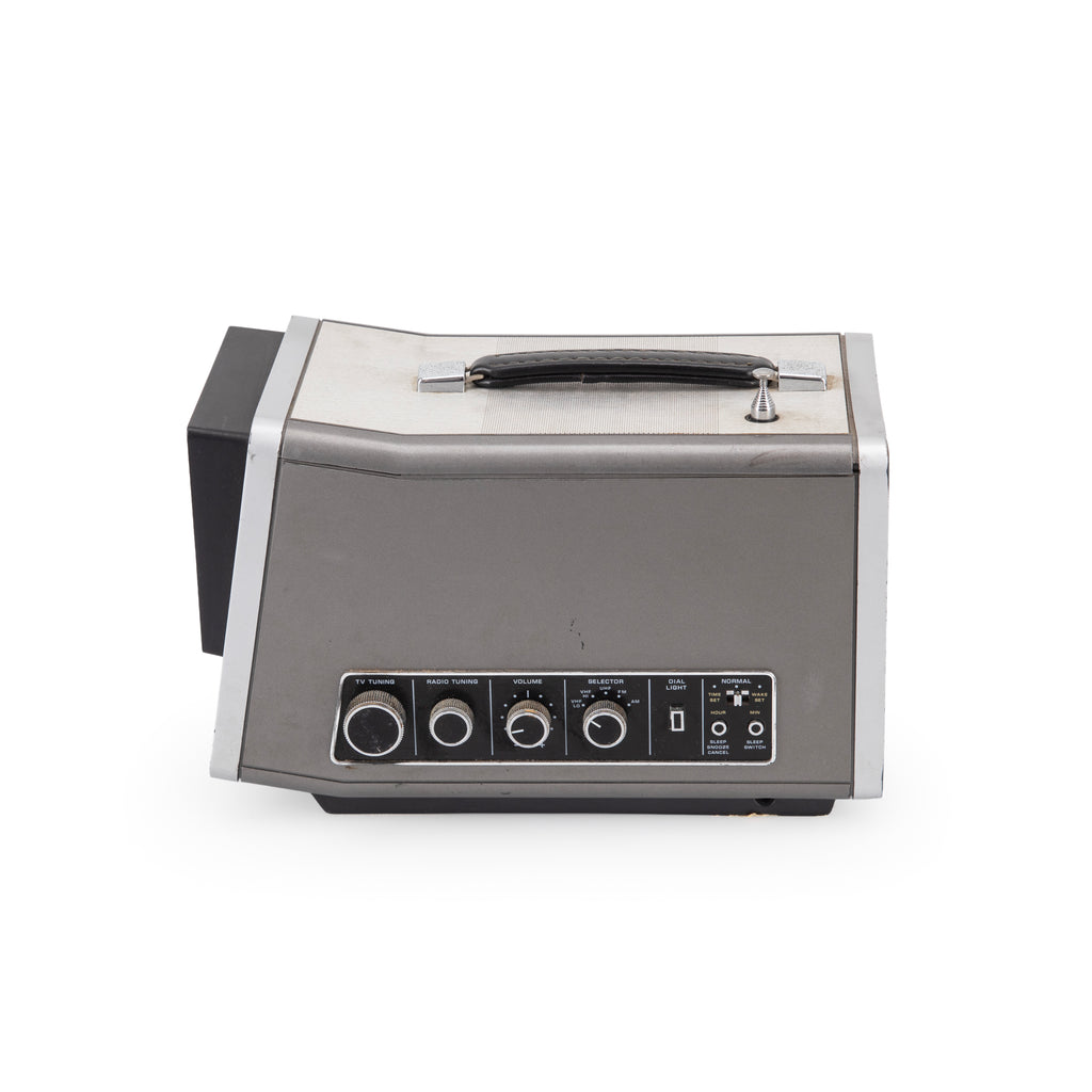 Zenith Charcoal Gray Portable TV AM-FM Clock Radio