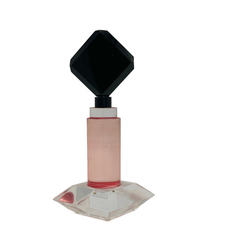 Faceted Clear Acrylic and Pink Column with Black Diamond Sculpture