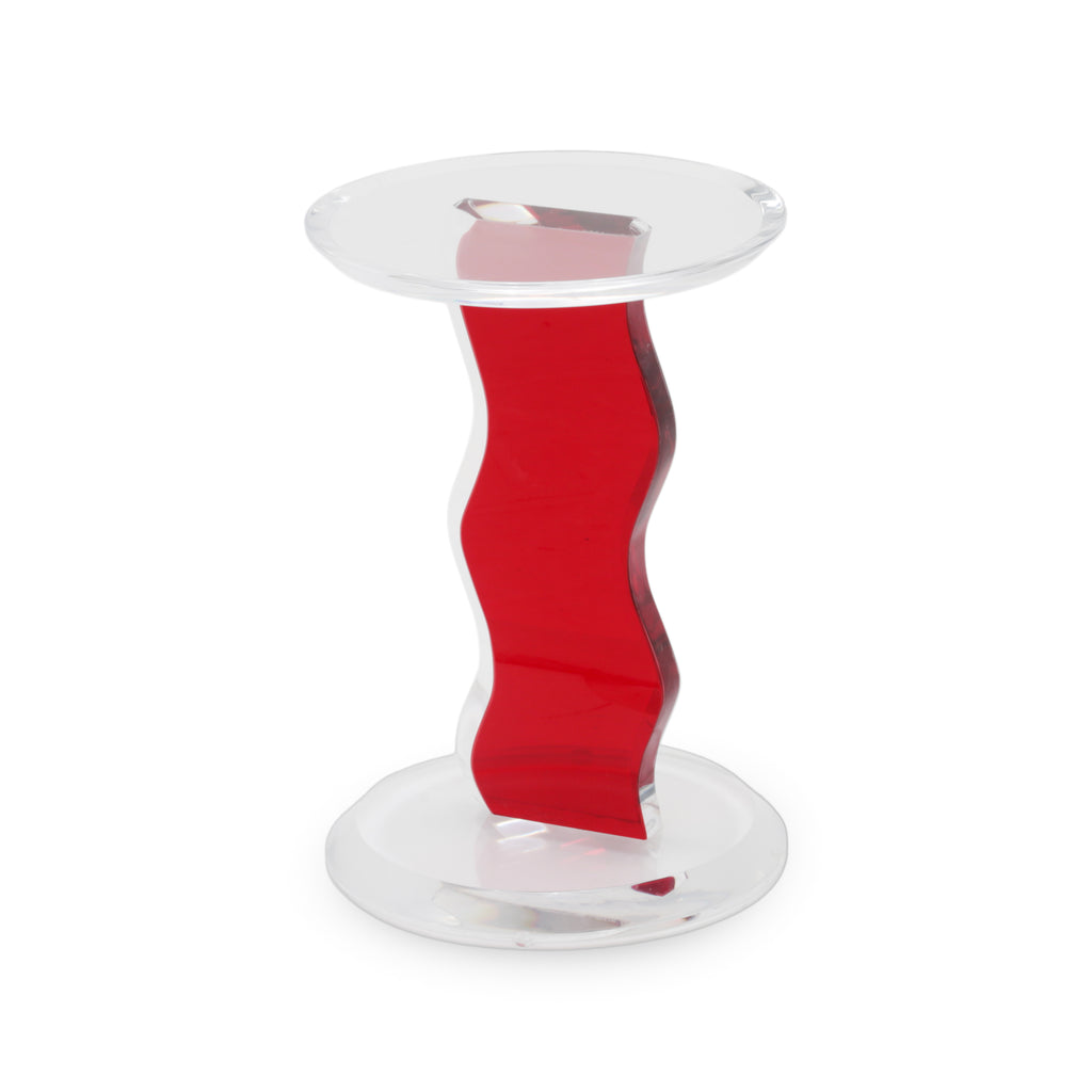 Clear Acrylic and Red Wavy Pedestal