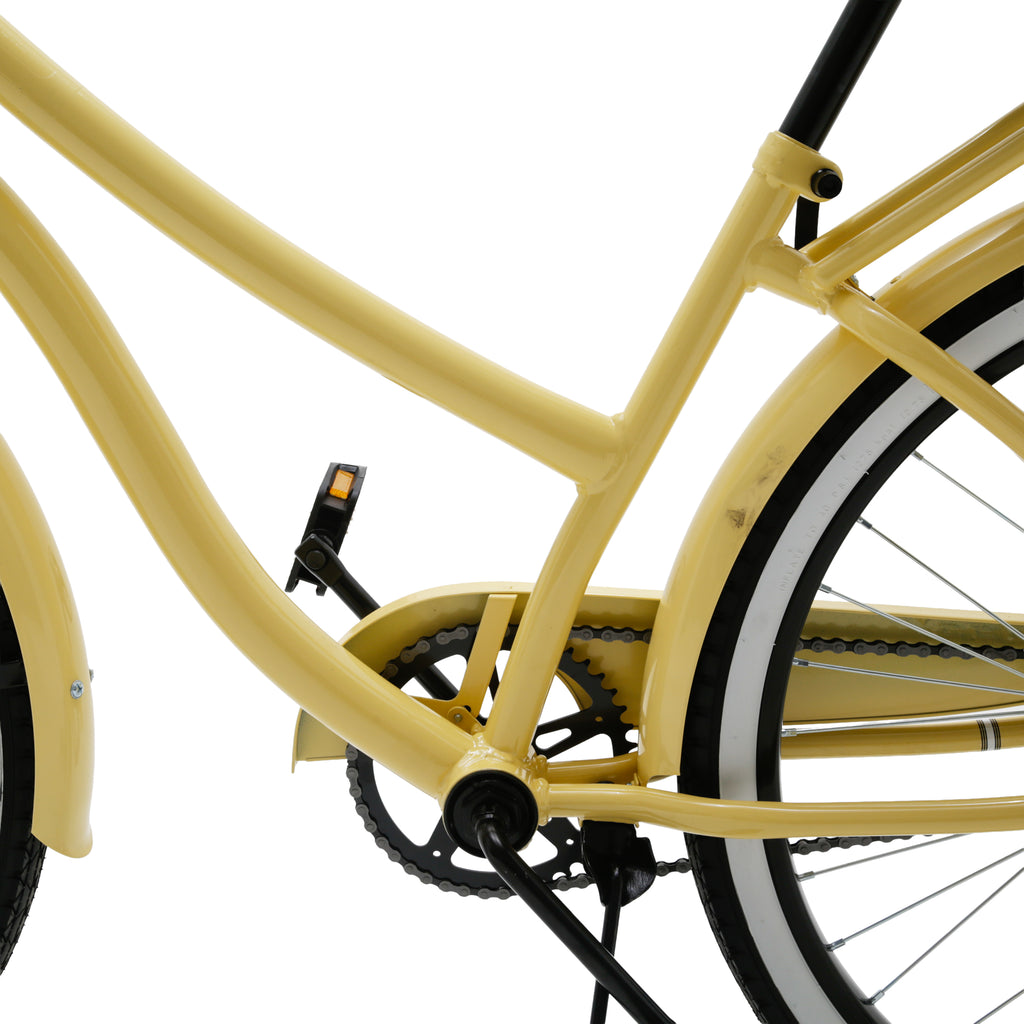 Pale Yellow Metal Cruiser Bicycle