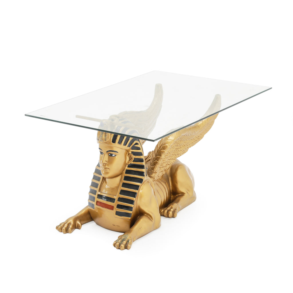 Golden Winged Sphinx Glass Coffee Table