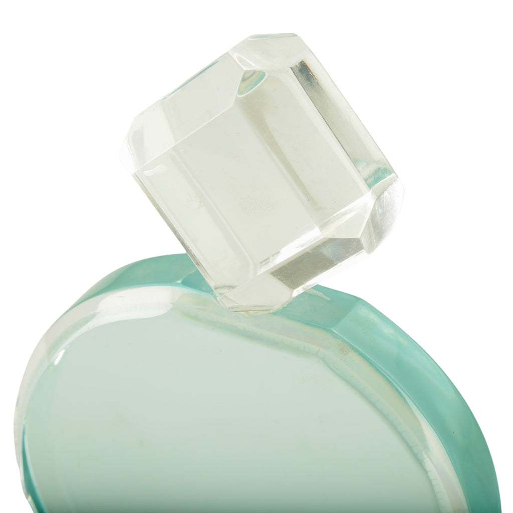 Clear and Aqua Green Acrylic Faceted Sculpture