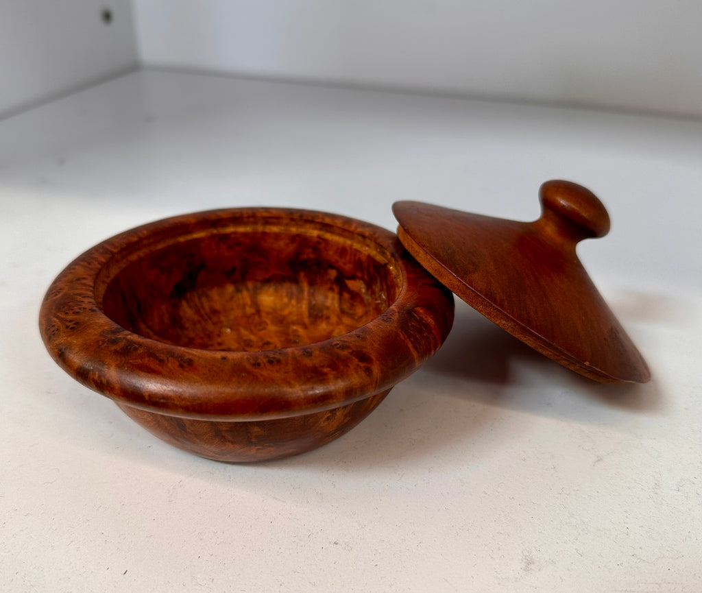 Small Burl Wood Bowl with Lid