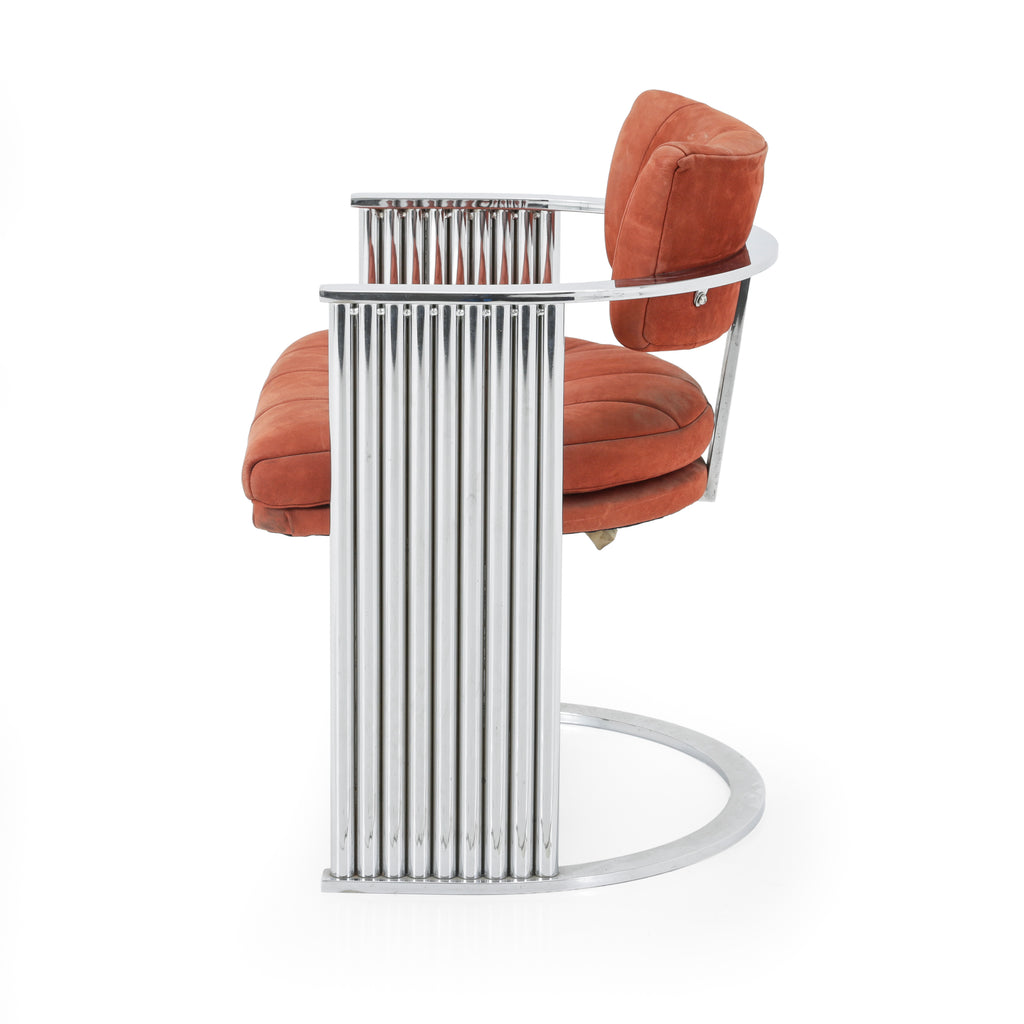 Orange Polished Chrome C-Base Armchair