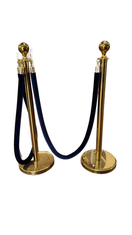 Gold Stanchions with Dark Blue Velvet Rope