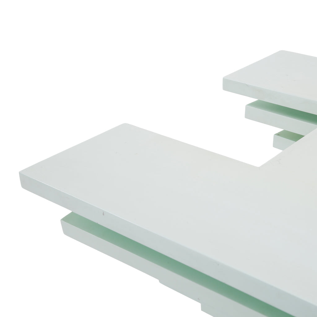Geometric Layered Mint Green and Gray Pedestal