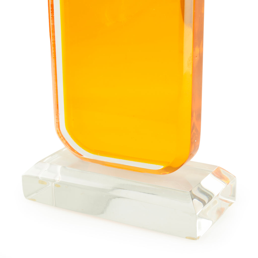 Orange and Clear Acrylic Rectangular Sculpture