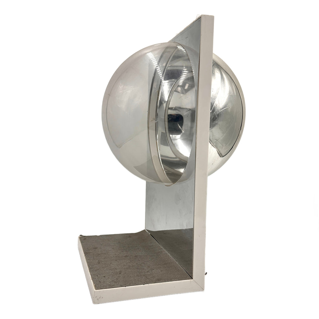 Chrome Spherical Sculpture with Brushed Metal Base