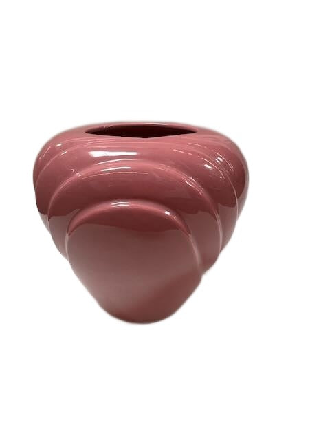 Glossy Mauve Ceramic Swirl Decorative Vase