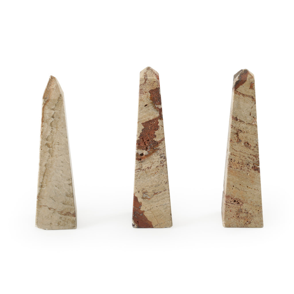Rustic Beige and Terracotta Striped Sandstone Obelisk