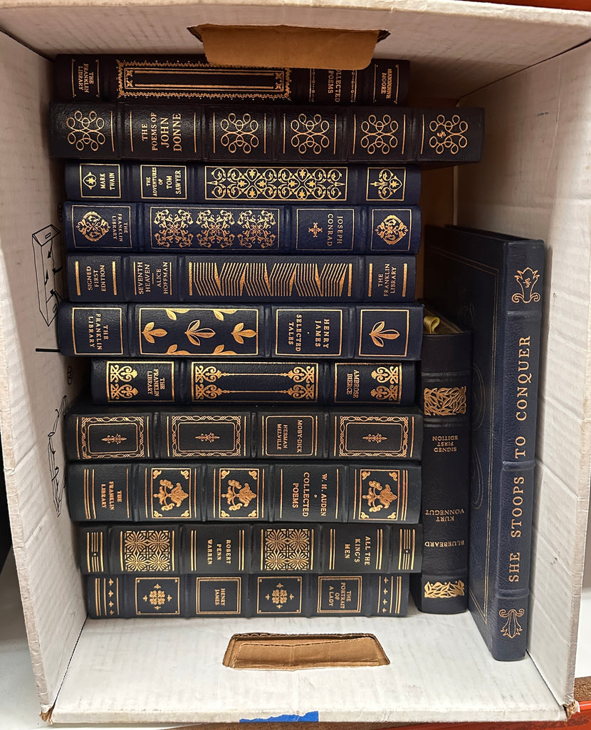 Box of Assorted Dark Blue Bound Books