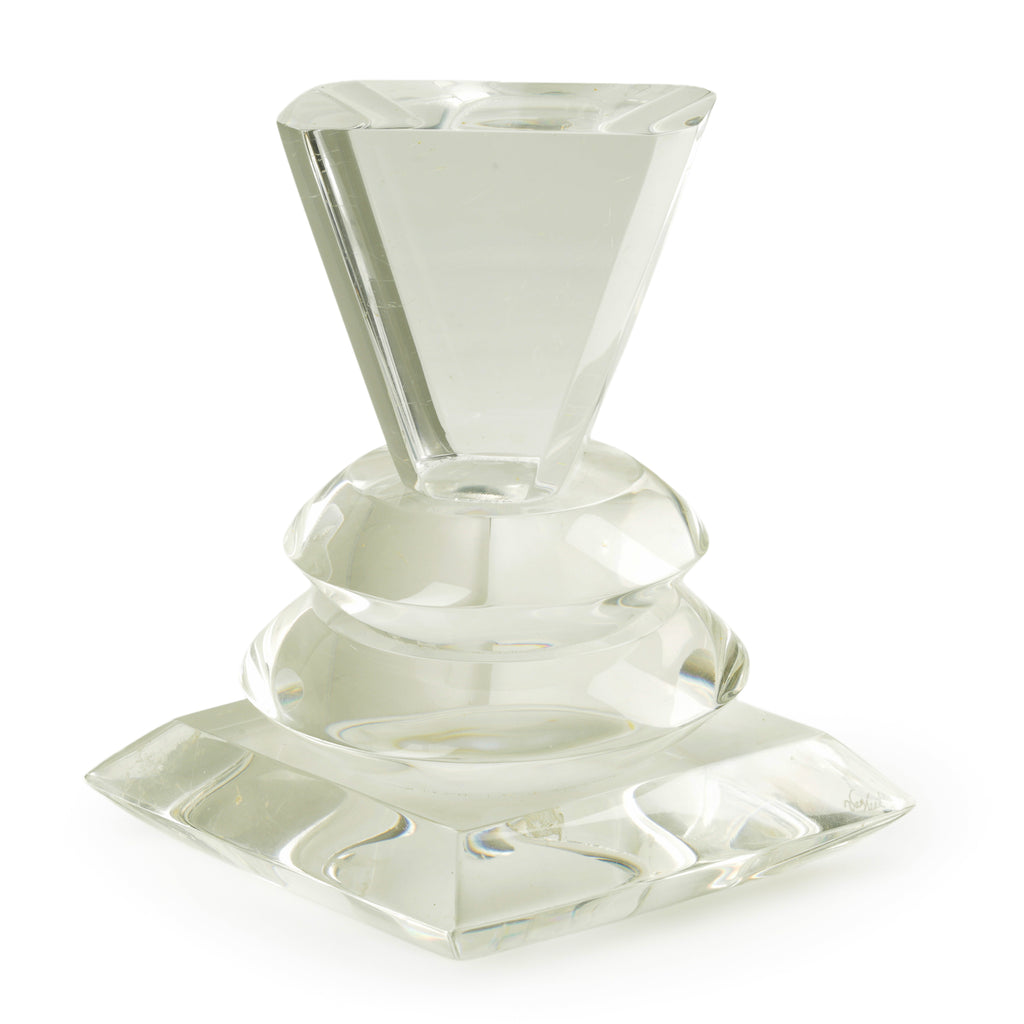 Clear Faceted Geometric Crystal Acrylic Sculpture