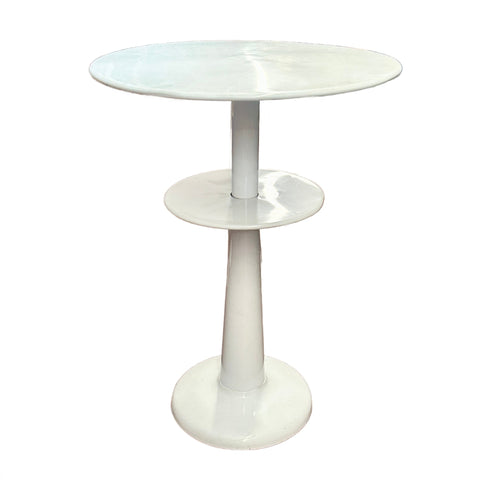 White Bistro Table with Mid-Tier Shelf
