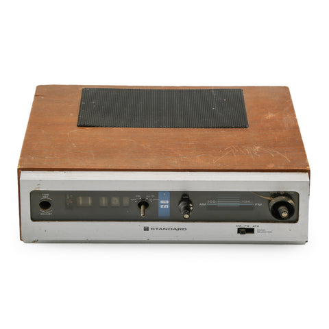 Brown Wood and Silver Metal AM/FM Flip Clock Radio