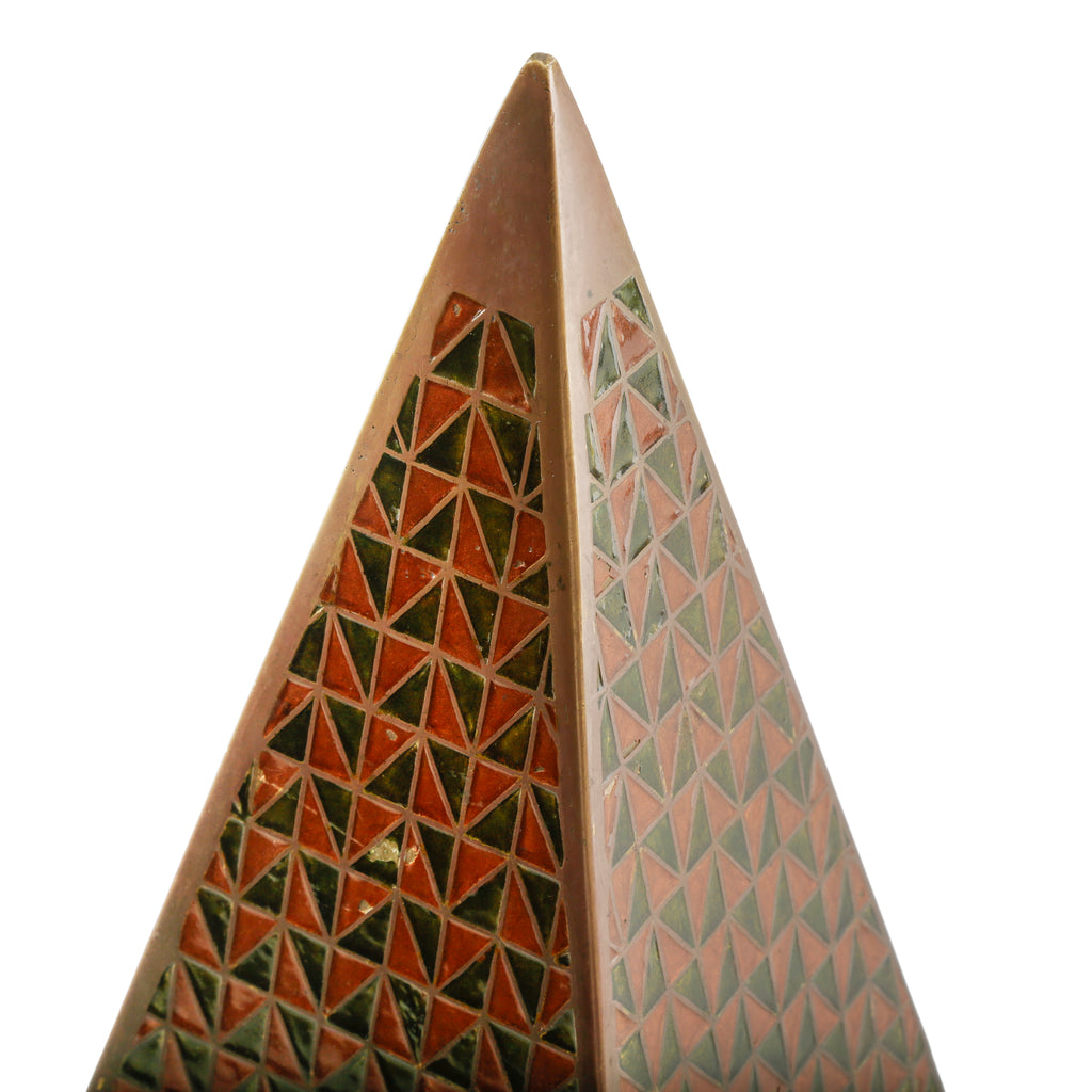 Brass and Enamel Geometric Pyramid