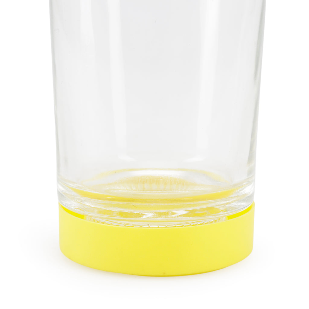 Clear Glass Tumbler with Bright Yellow Silicone Base