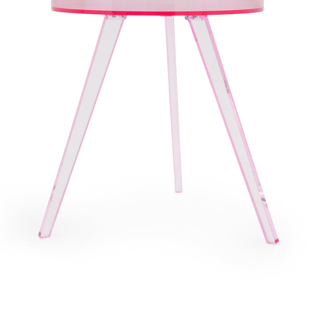 Pink Acrylic Side Table with Tapered Legs