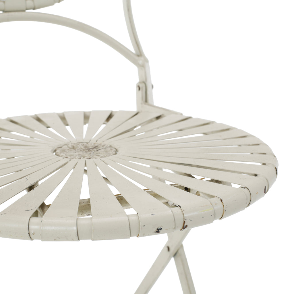 Cream Metal Folding Bistro Chair