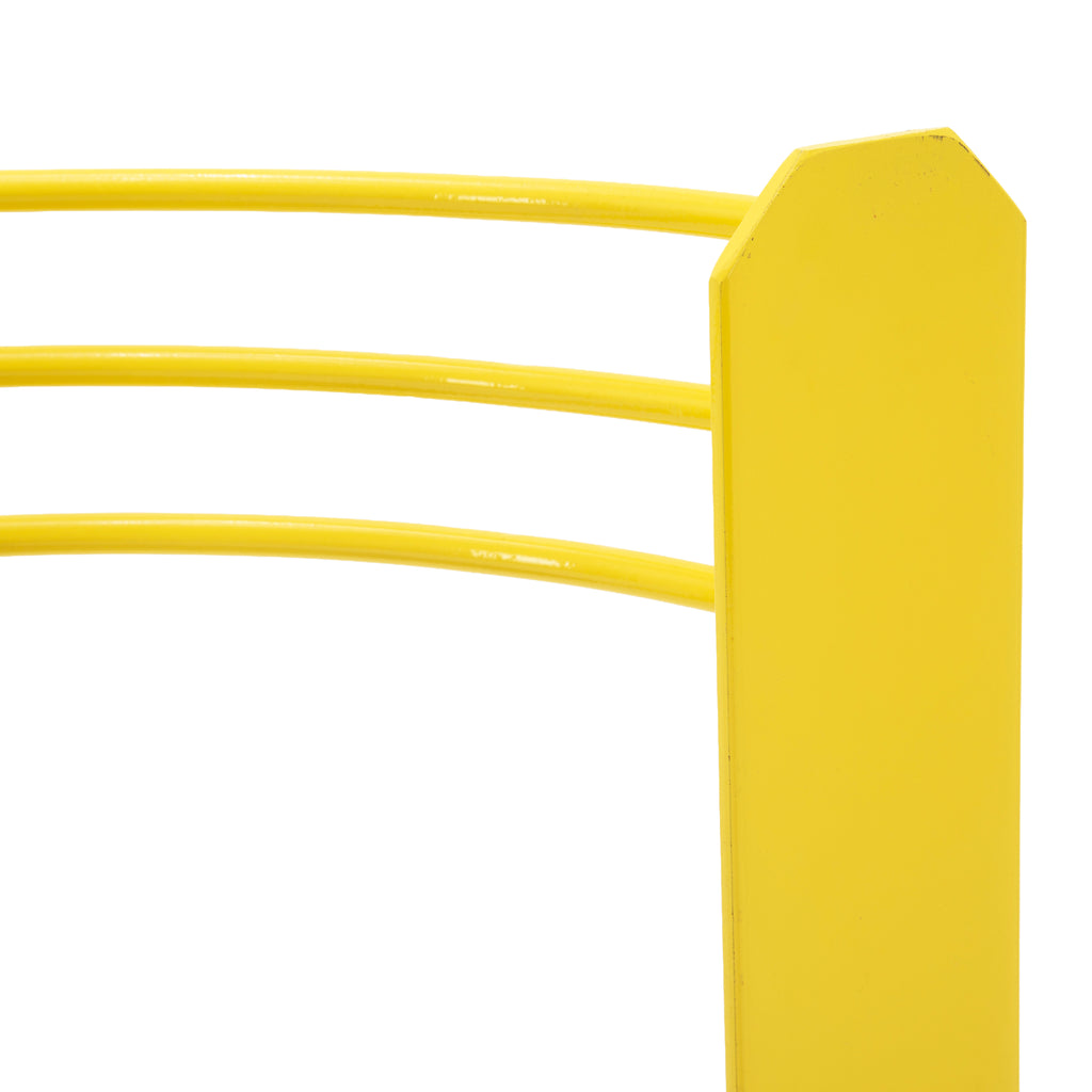 Yellow Metal Dining Chair with Patterned Upholstered Seat