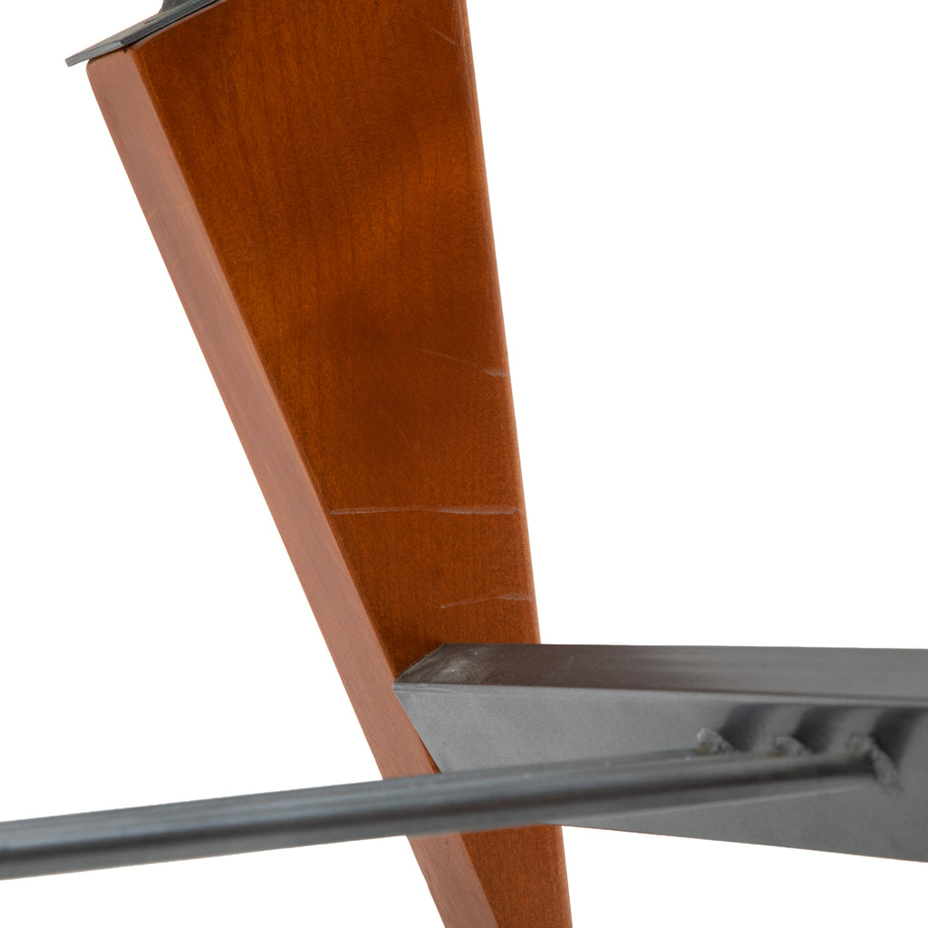 Demi-Lune Clear Glass Console Table with Wood Legs and Metal Accents