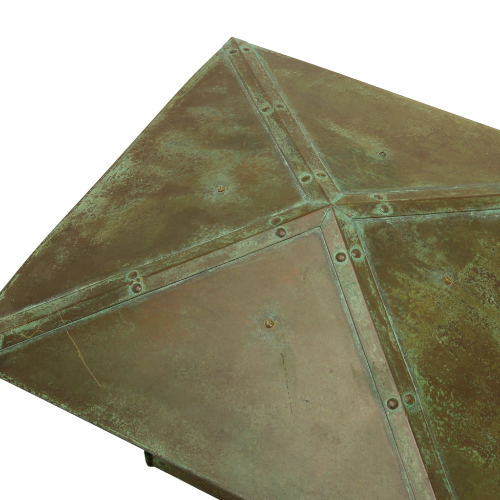 Copper and Stained Glass Arts & Crafts Style Table Lamp