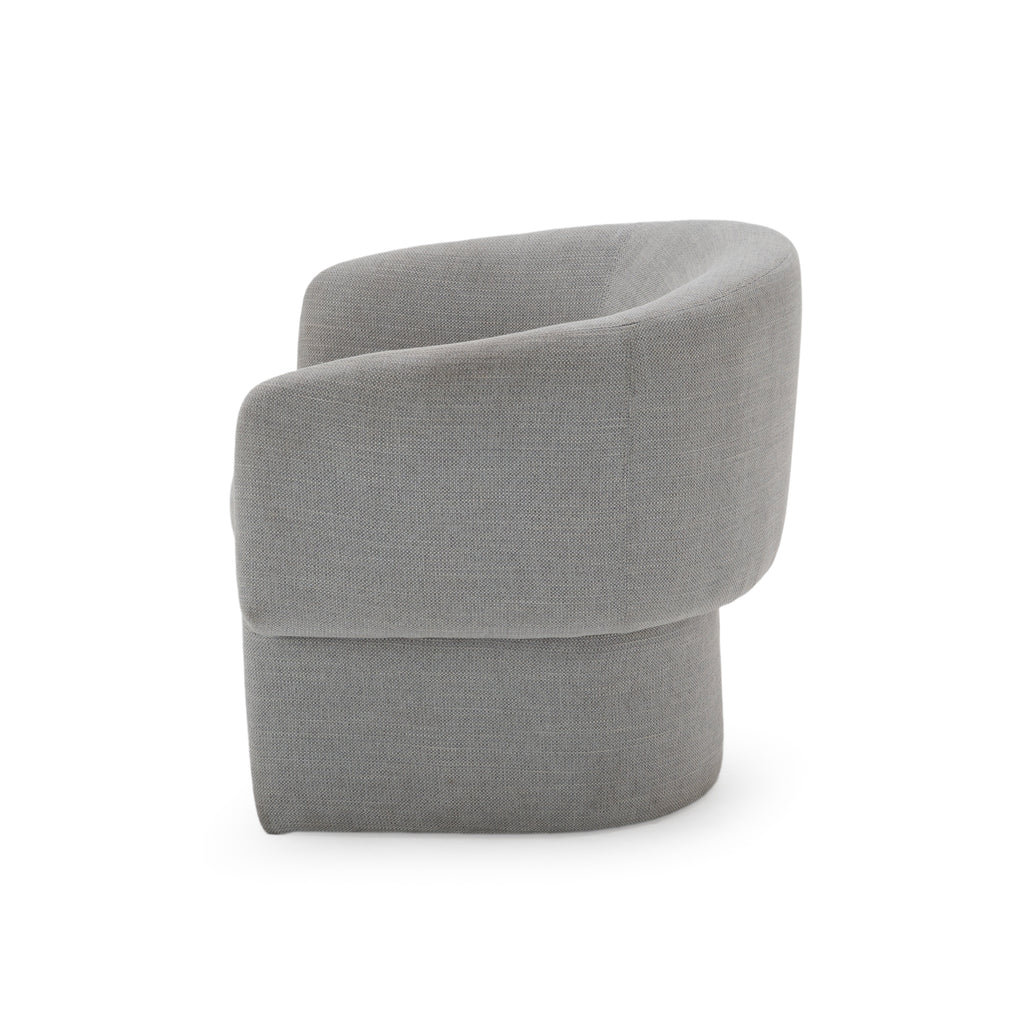 Grey Upholstered Rounded Barrel Armchair