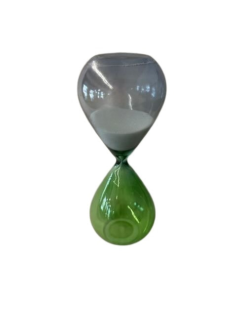 Green Hourglass with White Sand Timer