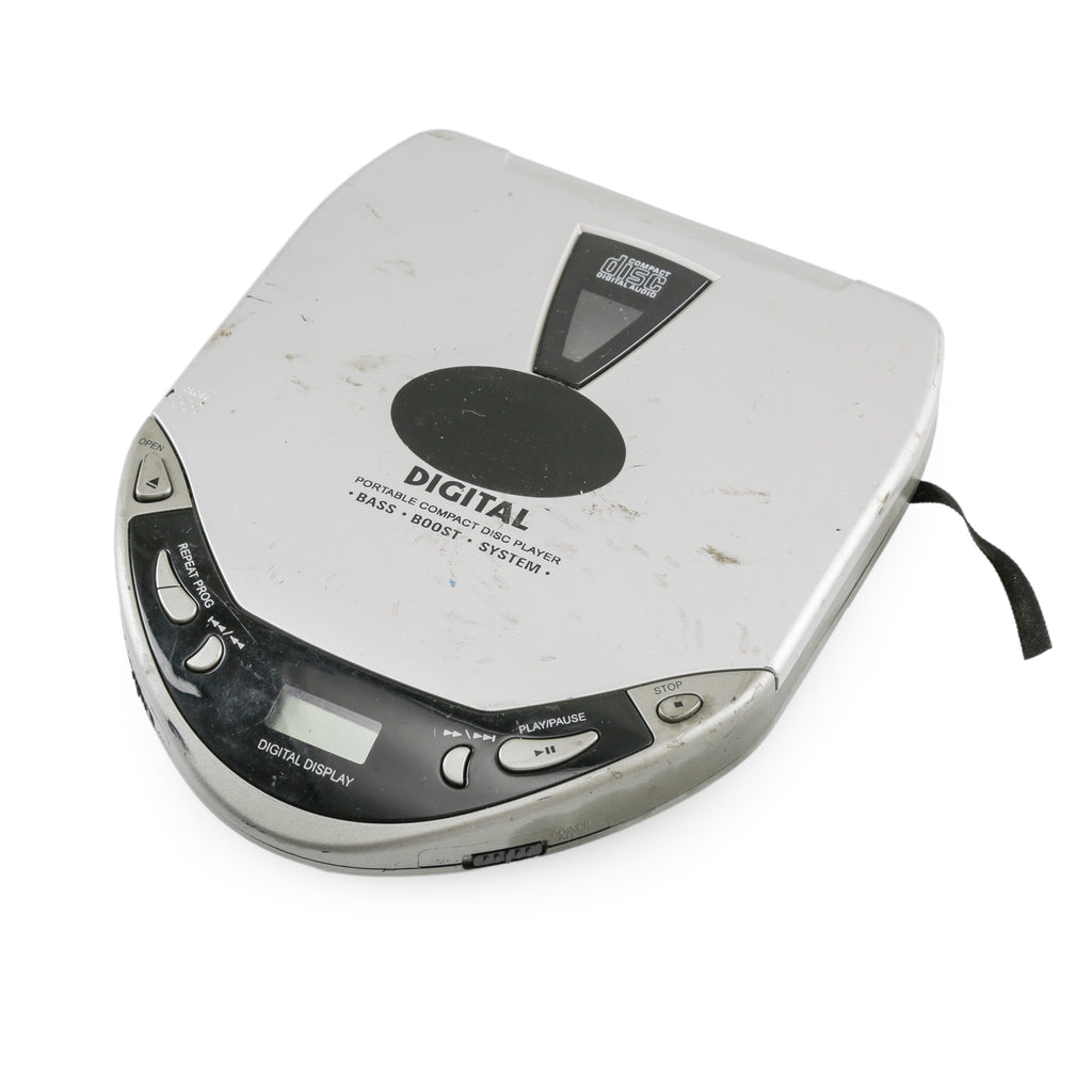 Vintage Silver and Black Portable CD Player