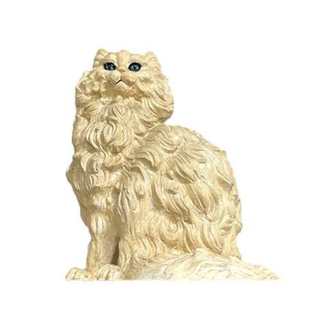 White Cat Sculpture Large Blue Eyes
