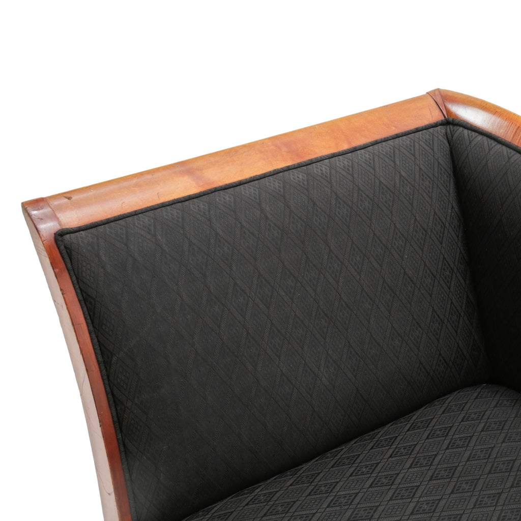 Cherry Wood and Black Diamond Pattern Chaise Lounge