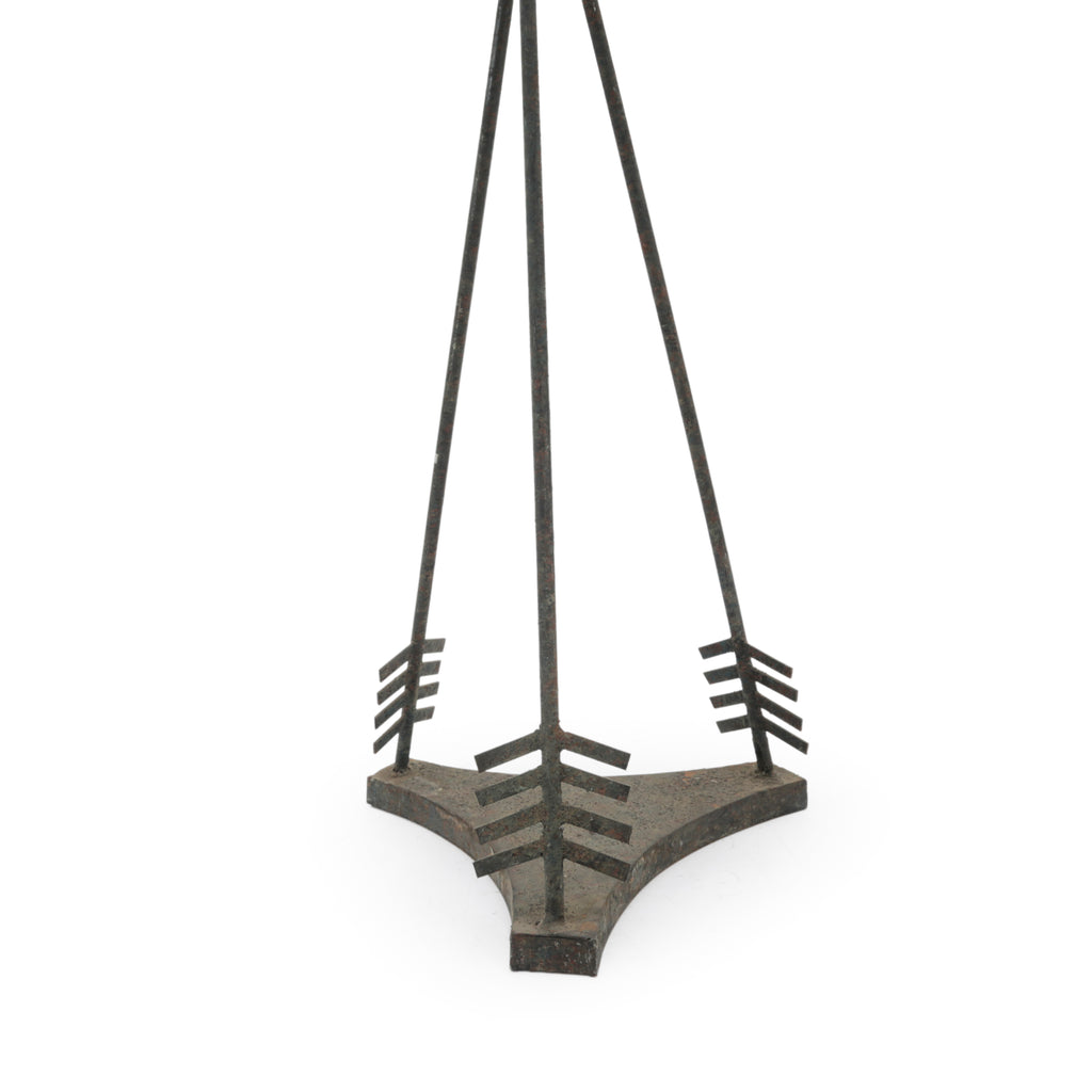 Pair of Distressed Iron Arrow Design Decorative Planter Stands