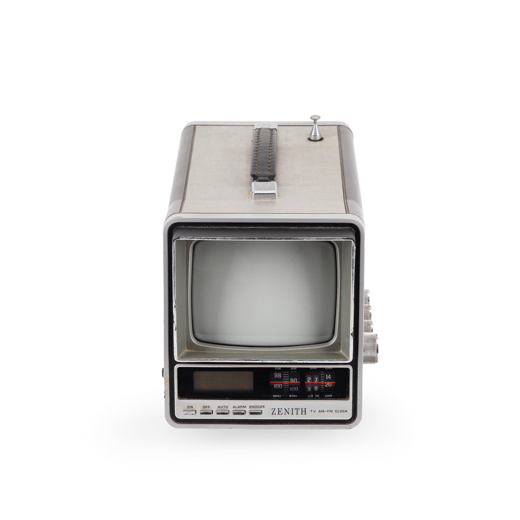 Zenith Charcoal Gray Portable TV AM-FM Clock Radio