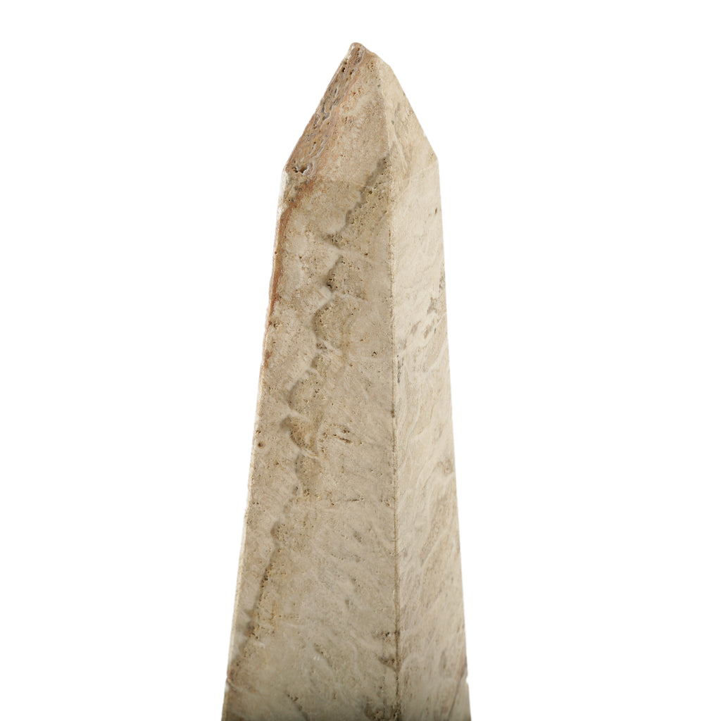Rustic Beige and Terracotta Striped Sandstone Obelisk